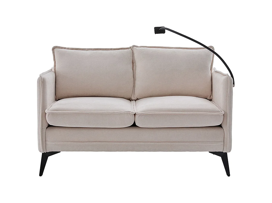 Canapé double moderne tissu poche rangement support téléphone réglable salon balcon beige