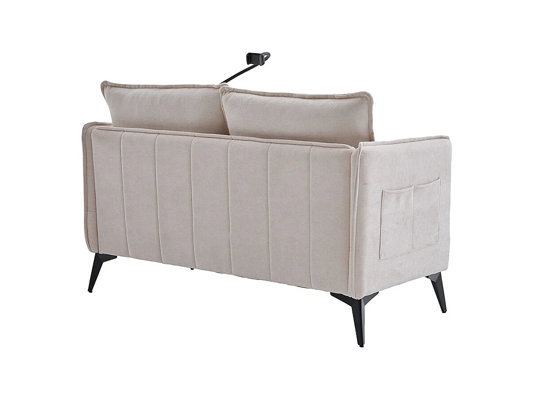Canapé double moderne tissu poche rangement support téléphone réglable salon balcon beige