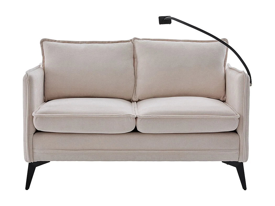 Canapé double moderne tissu poche rangement support téléphone réglable salon balcon beige