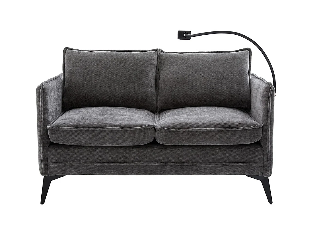 Canapé double moderne tissu poche rangement support téléphone réglable salon balcon gris