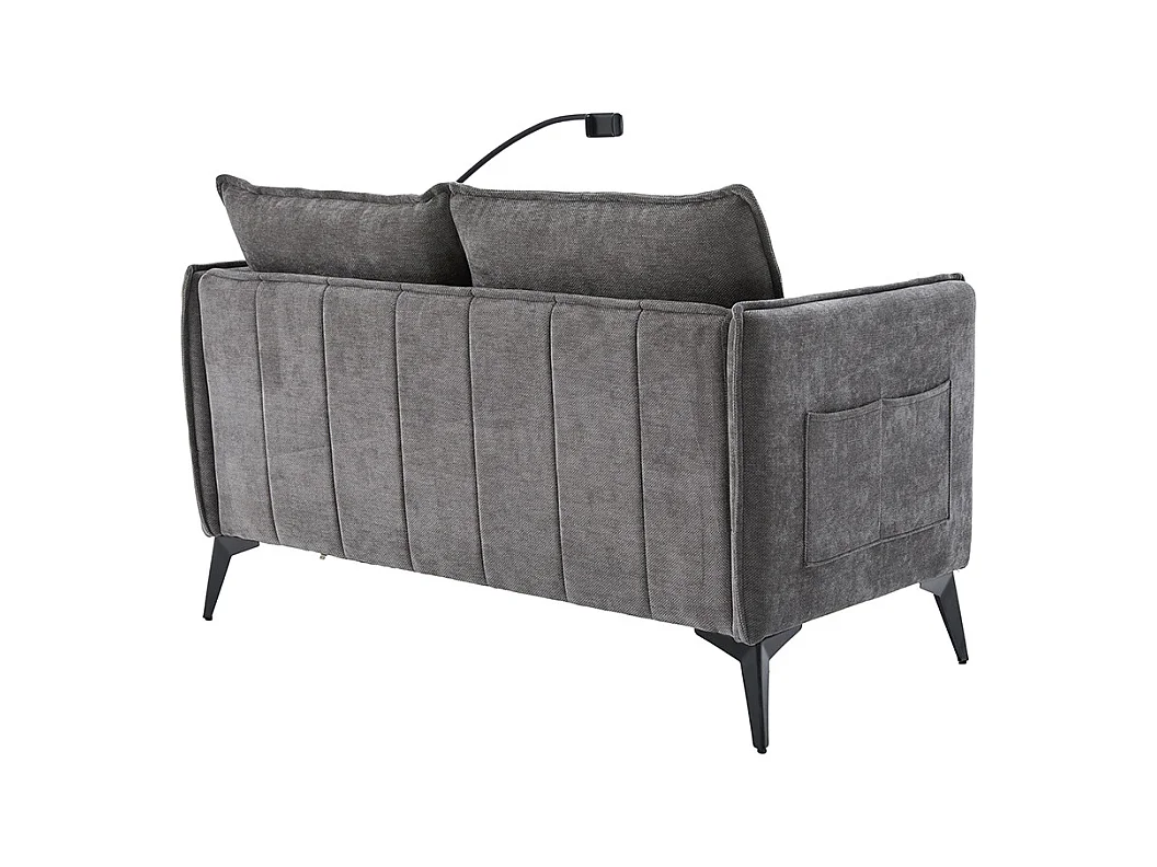 Canapé double moderne tissu poche rangement support téléphone réglable salon balcon gris