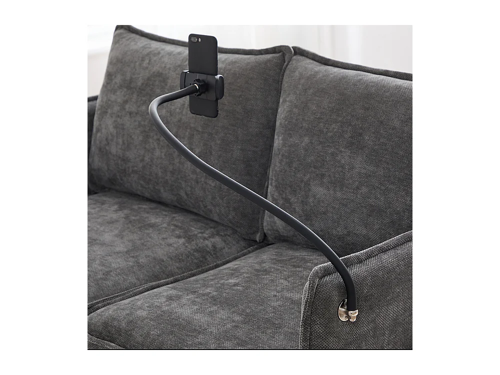 Canapé double moderne tissu poche rangement support téléphone réglable salon balcon gris