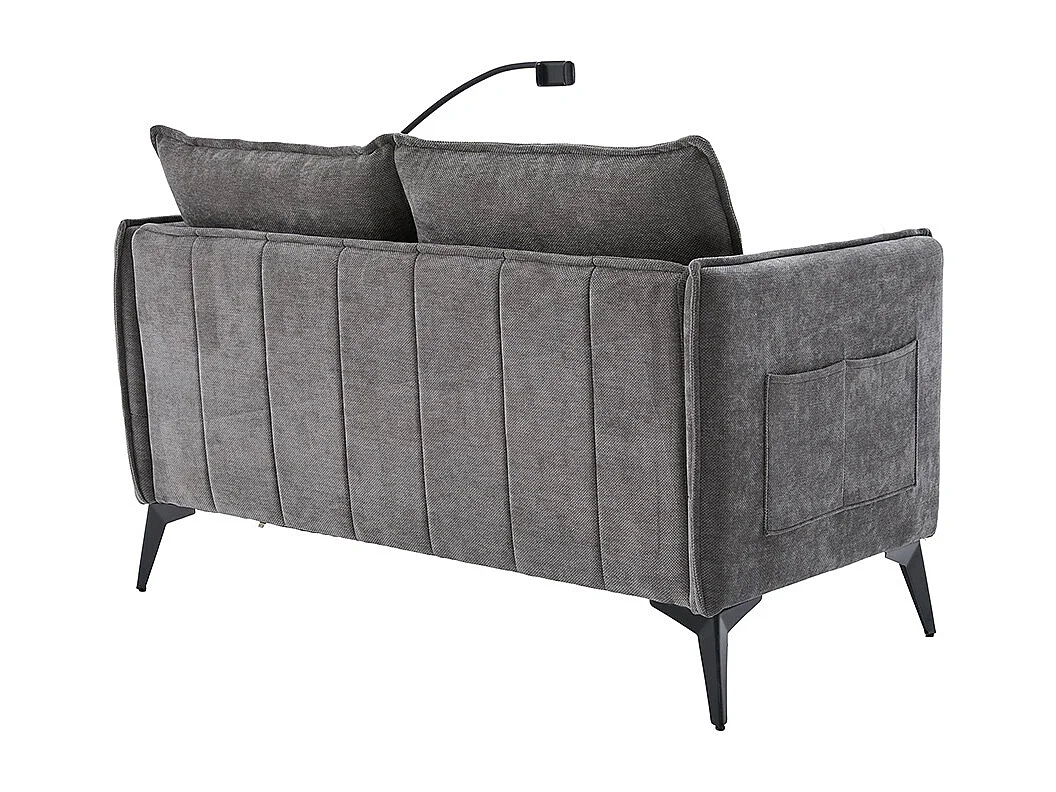 Canapé double moderne tissu poche rangement support téléphone réglable salon balcon gris
