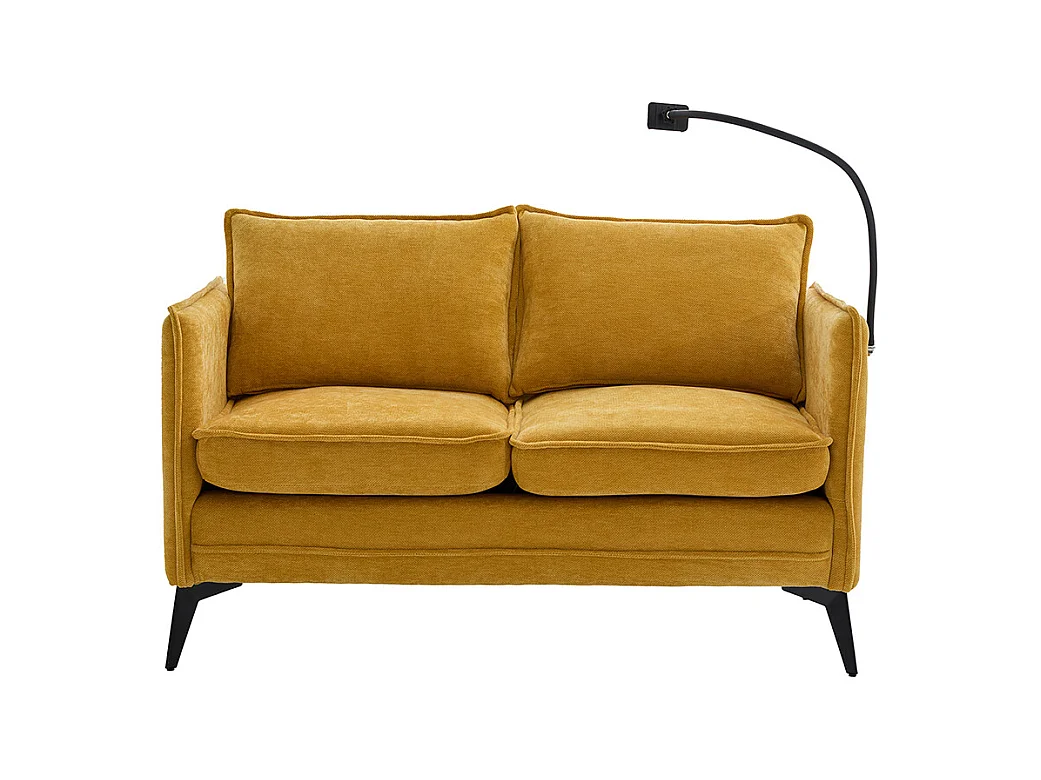 Canapé double moderne tissu poche rangement support téléphone réglable salon balcon jaune