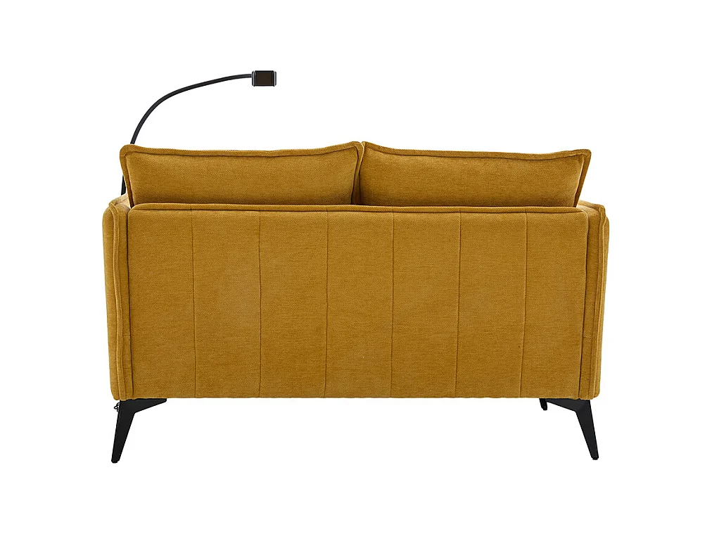 Canapé double moderne tissu poche rangement support téléphone réglable salon balcon jaune