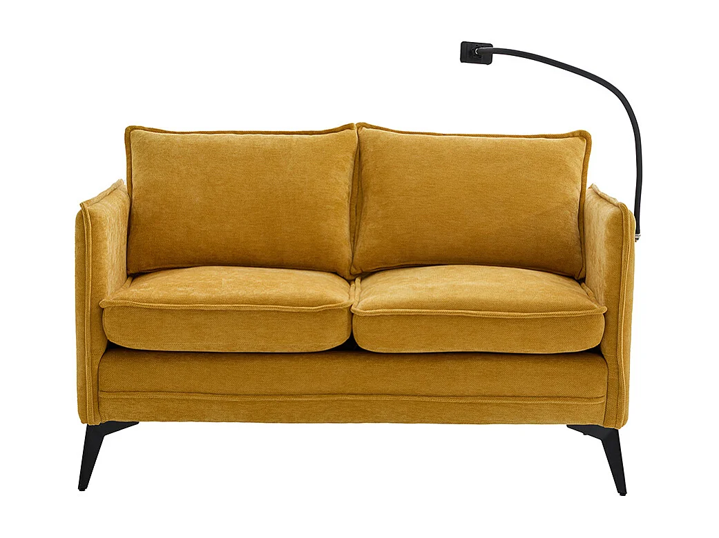 Canapé double moderne tissu poche rangement support téléphone réglable salon balcon jaune