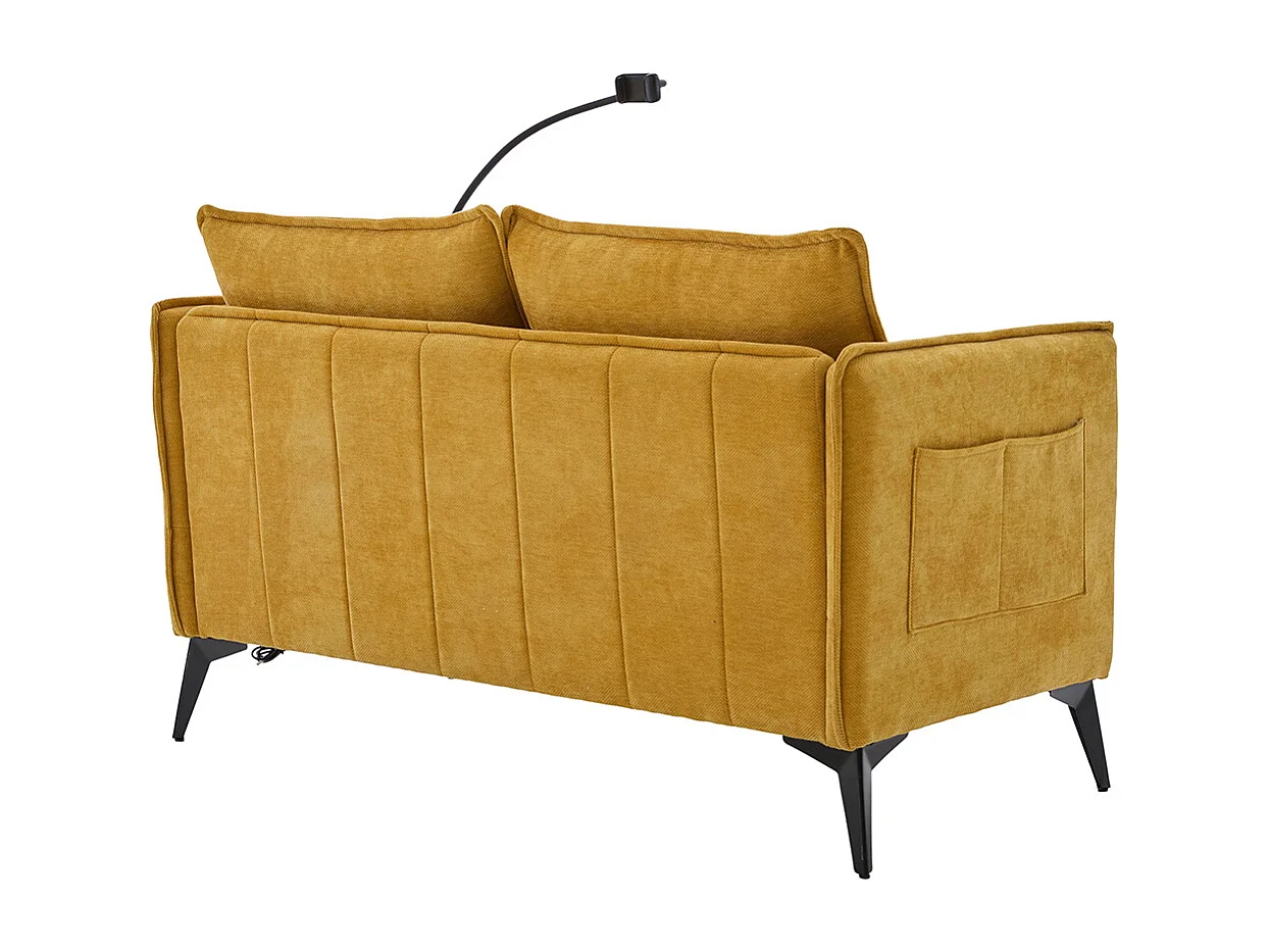 Canapé double moderne tissu poche rangement support téléphone réglable salon balcon jaune