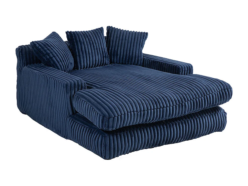 Canapé 1 place velours côtelé cloud couch 3 coussins moelleux salon bureau bleu marine