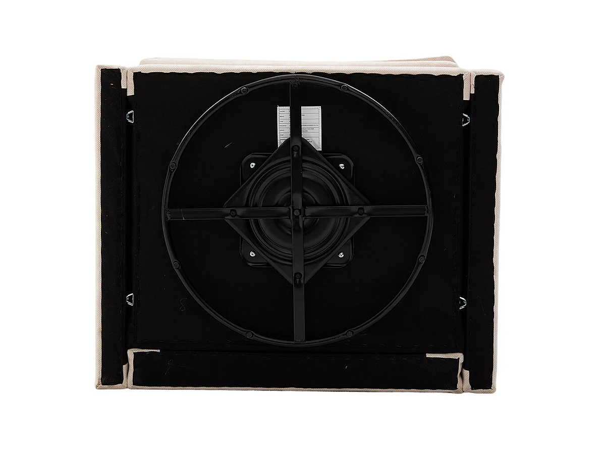 Fauteuil pivotant 360 degrés accoudoirs grand confortable salon bureau détente coussins beige