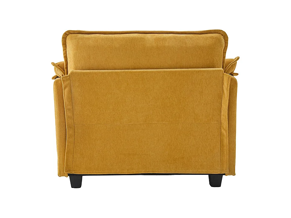 Fauteuil géant velours beige avec repose-pieds et rangement intégré jaune