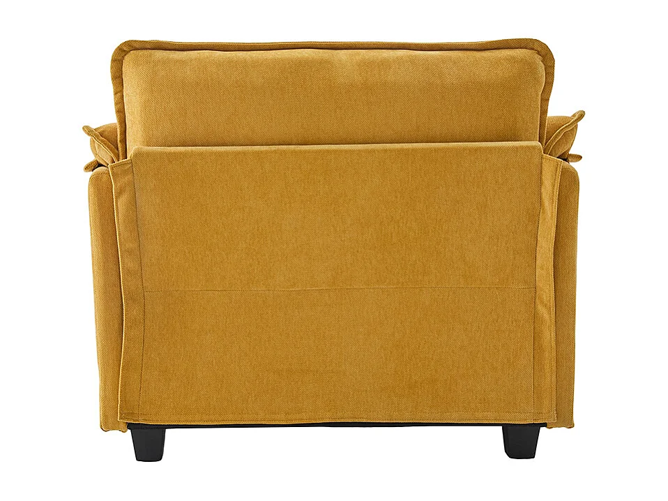 Fauteuil géant velours beige avec repose-pieds et rangement intégré jaune