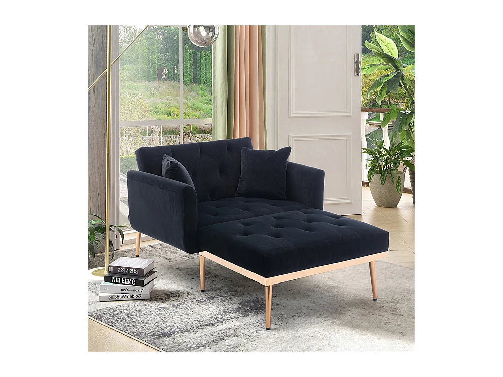 Fauteuil inclinable moderne dossier réglable chaise longue pliable salon bureau noir