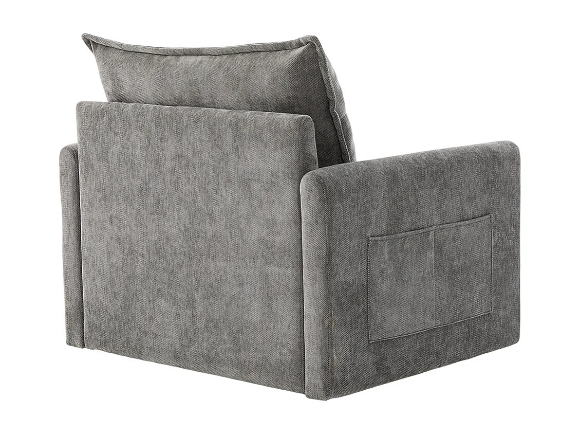 Fauteuil pivotant 360 degrés accoudoirs grand confortable salon bureau détente coussins gris