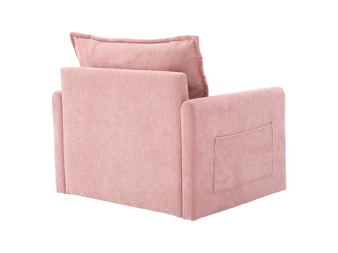 Fauteuil pivotant 360 degrés accoudoirs grand confortable salon bureau détente coussins rose