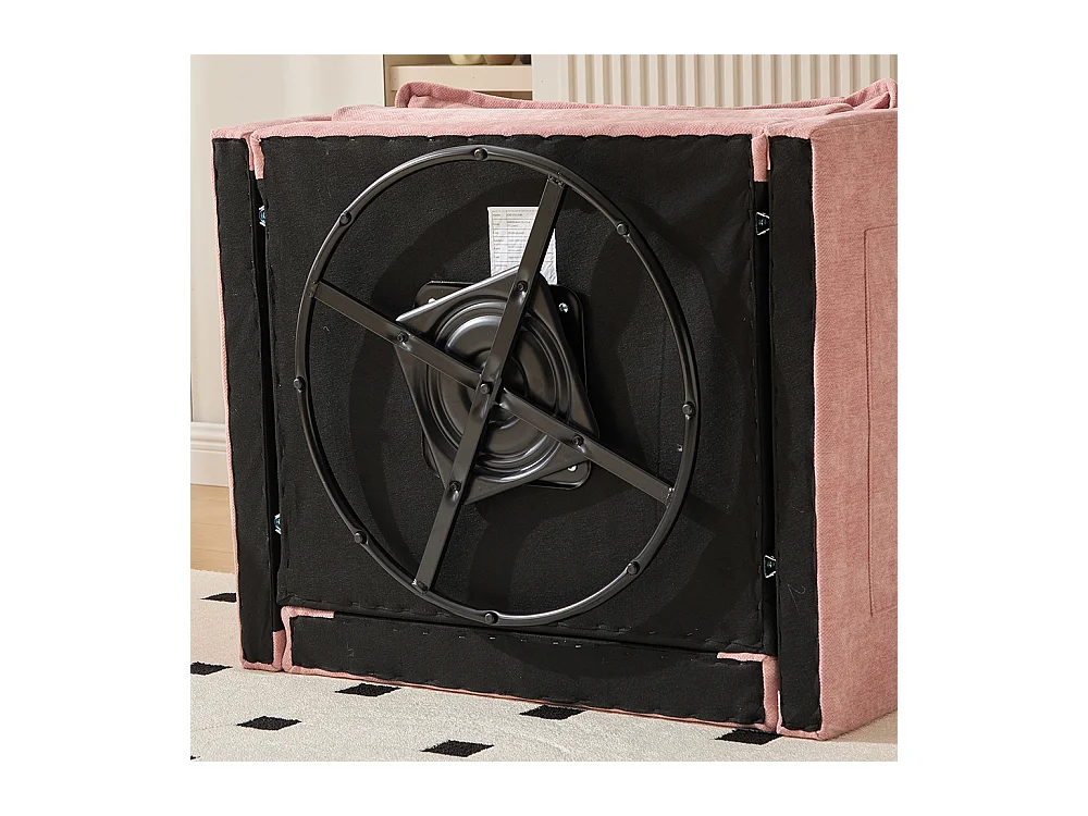 Fauteuil pivotant 360 degrés accoudoirs grand confortable salon bureau détente coussins rose