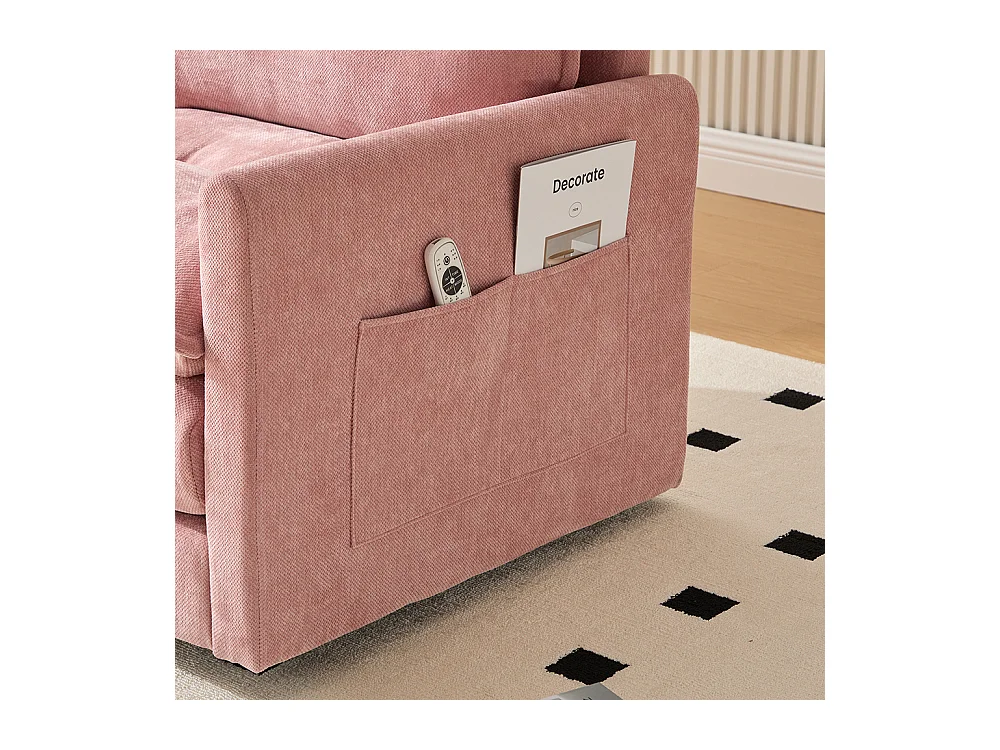 Fauteuil pivotant 360 degrés accoudoirs grand confortable salon bureau détente coussins rose