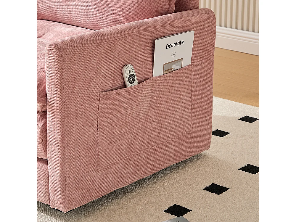 Fauteuil pivotant 360 degrés accoudoirs grand confortable salon bureau détente coussins rose