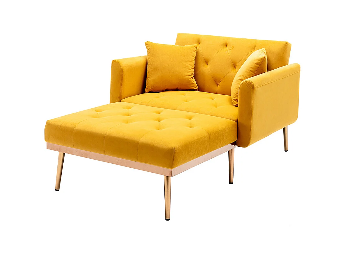 Fauteuil inclinable moderne dossier réglable chaise longue pliable salon bureau jaune moutarde