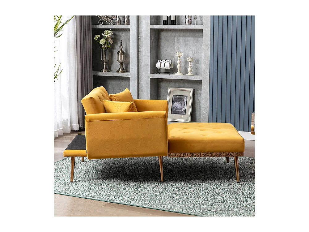 Fauteuil inclinable moderne dossier réglable chaise longue pliable salon bureau jaune moutarde