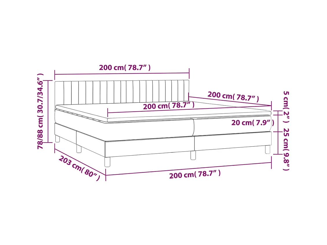 Giroletto a Molle con Materasso Rosa 200x200 cm in Velluto
