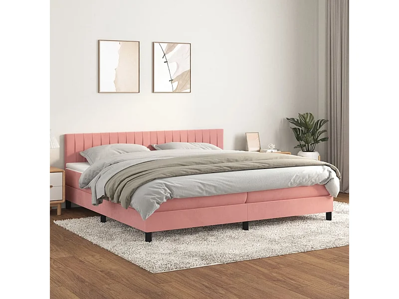 Boxspringbett mit Matratze Rosa 200x200 cm Samt