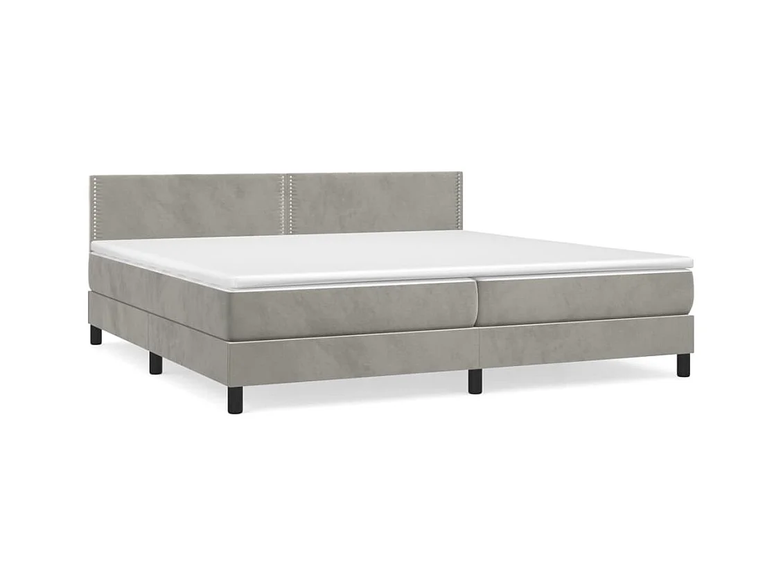 Cama box spring con colchón terciopelo gris claro 200x200 cm