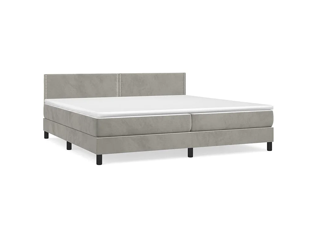 Boxspringbett mit Matratze Hellgrau 200x200 cm Samt