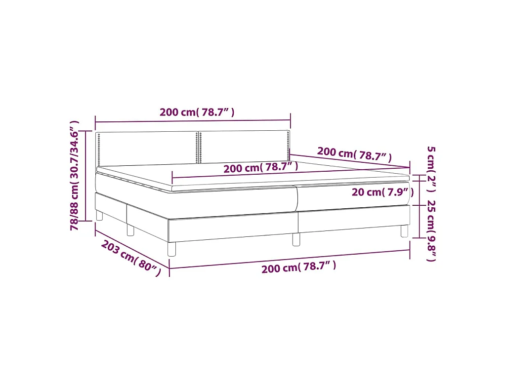 Boxspringbett mit Matratze Hellgrau 200x200 cm Samt