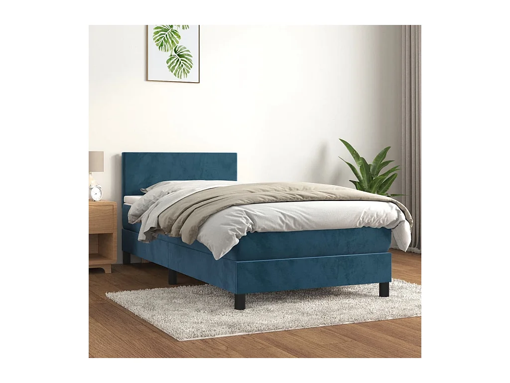 Sommier à lattes de lit avec matelas Bleu foncé 90x190 cm