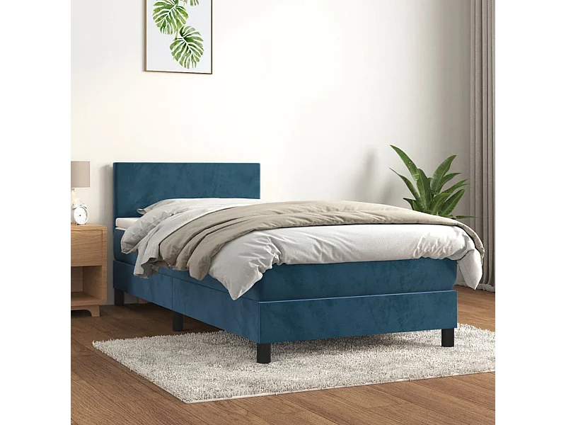 Boxspringbett mit Matratze Dunkelblau 90x190 cm Samt