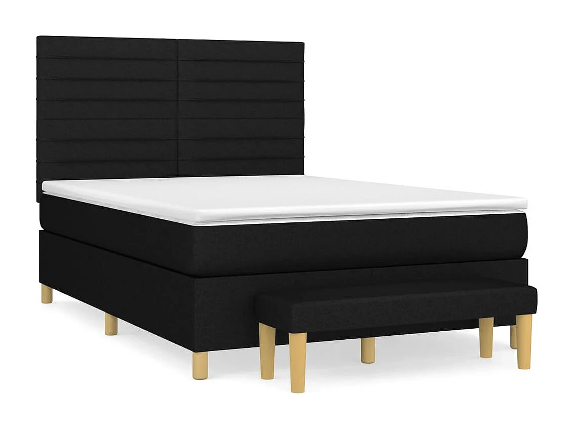 Sommier à lattes de lit avec matelas Noir 140x190 cm Tissu