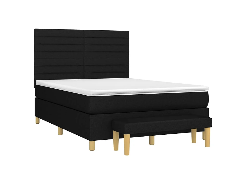 Boxspringbett mit Matratze Schwarz 140x190 cm Stoff