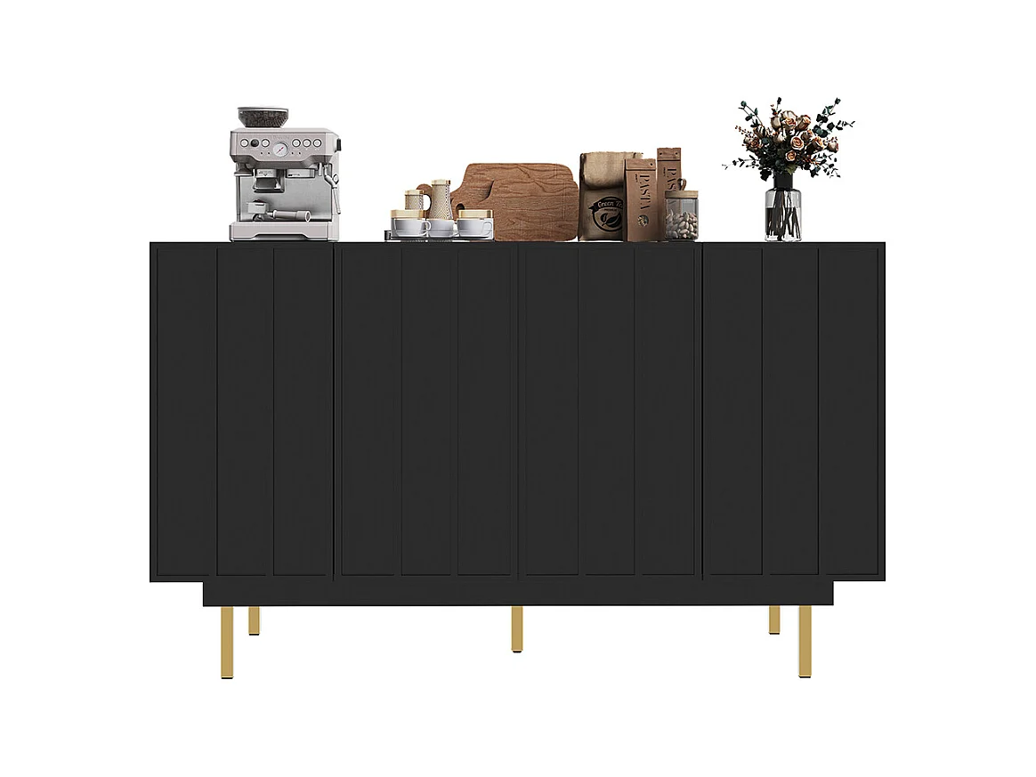 Buffet de rangement noir pour salon et salle à manger design unique avec porte originale meuble indépendant style minimaliste élégant