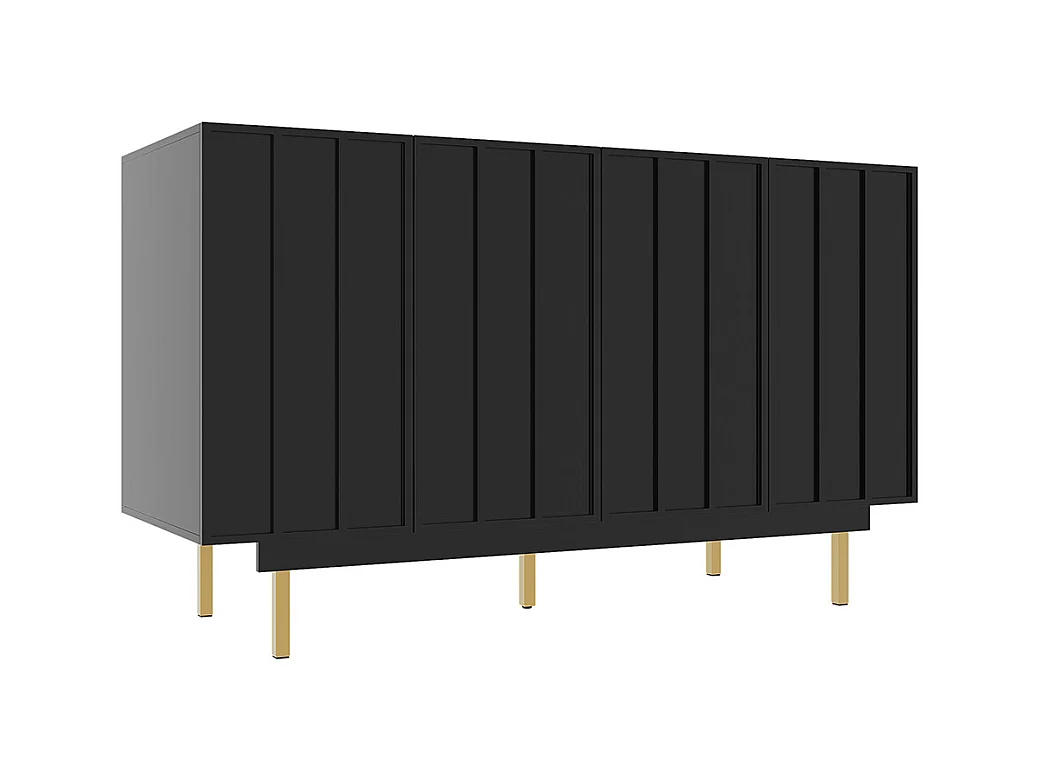 Buffet de rangement noir pour salon et salle à manger design unique avec porte originale meuble indépendant style minimaliste élégant