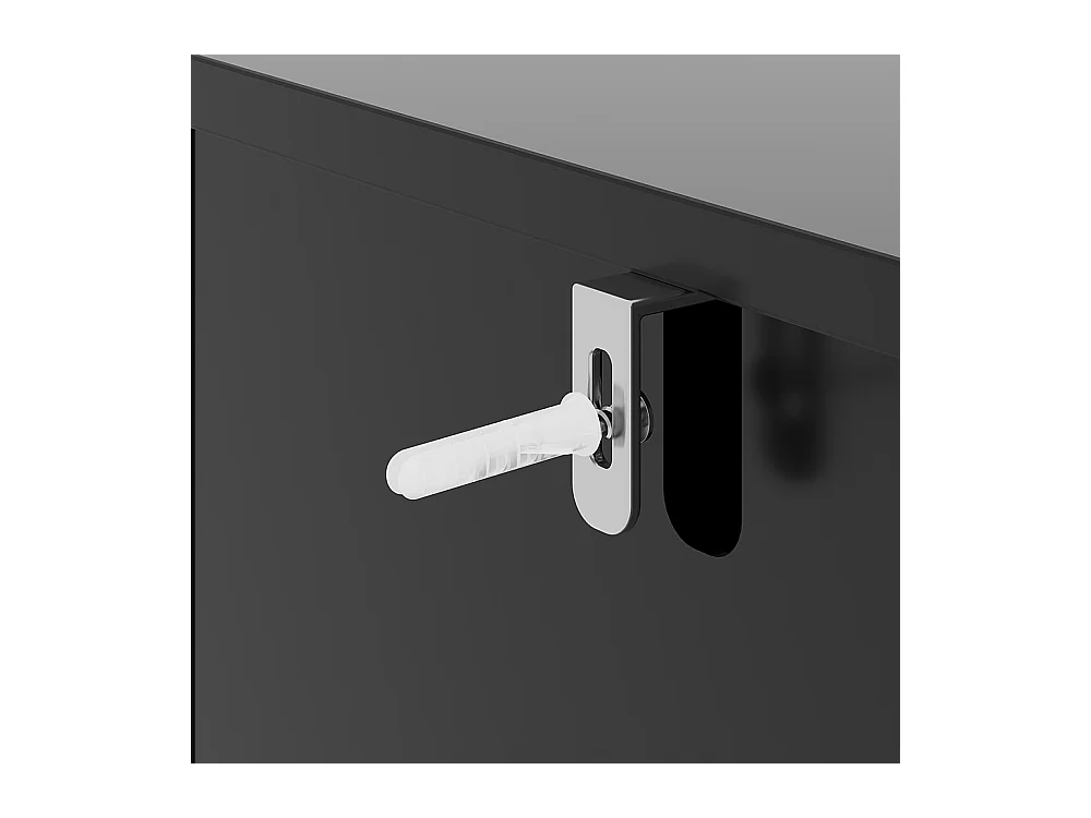 Buffet de rangement noir pour salon et salle à manger design unique avec porte originale meuble indépendant style minimaliste élégant