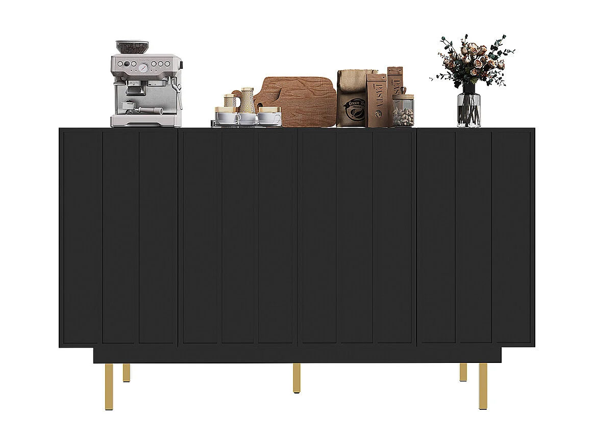 Buffet de rangement noir pour salon et salle à manger design unique avec porte originale meuble indépendant style minimaliste élégant