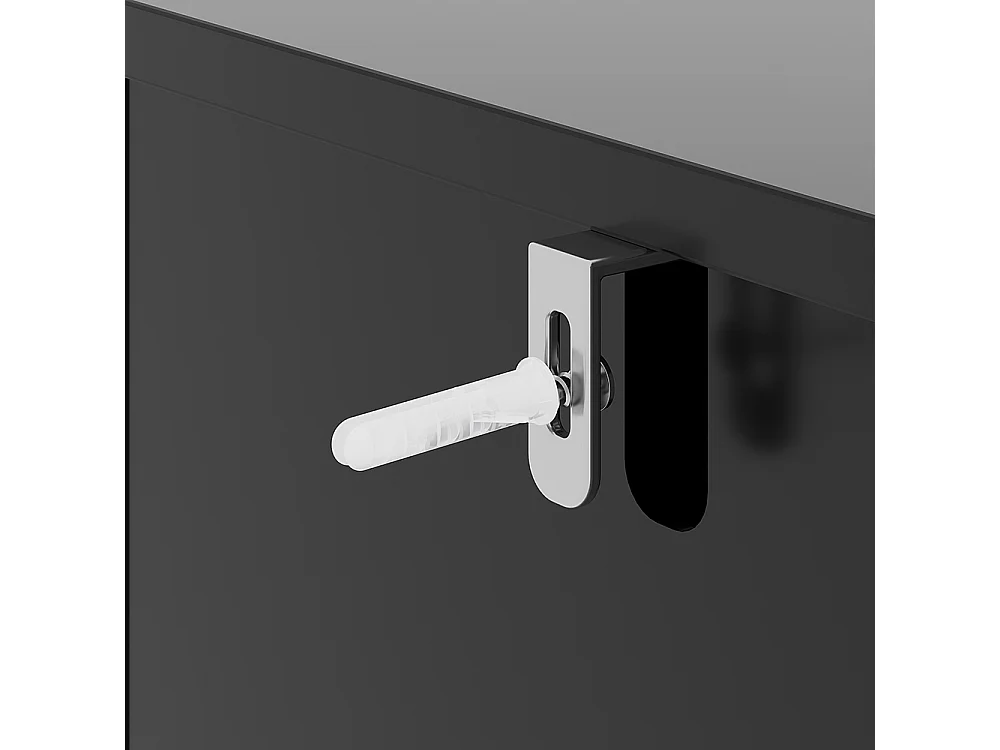 Buffet de rangement noir pour salon et salle à manger design unique avec porte originale meuble indépendant style minimaliste élégant