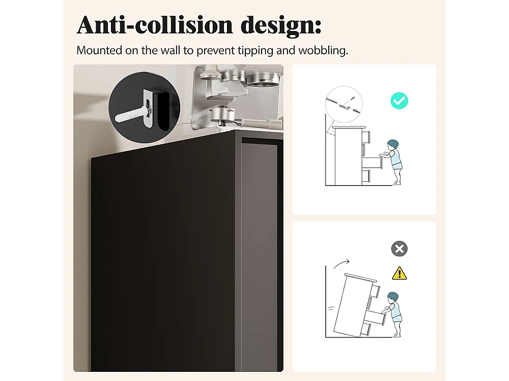 Buffet de rangement noir pour salon et salle à manger design unique avec porte originale meuble indépendant style minimaliste élégant