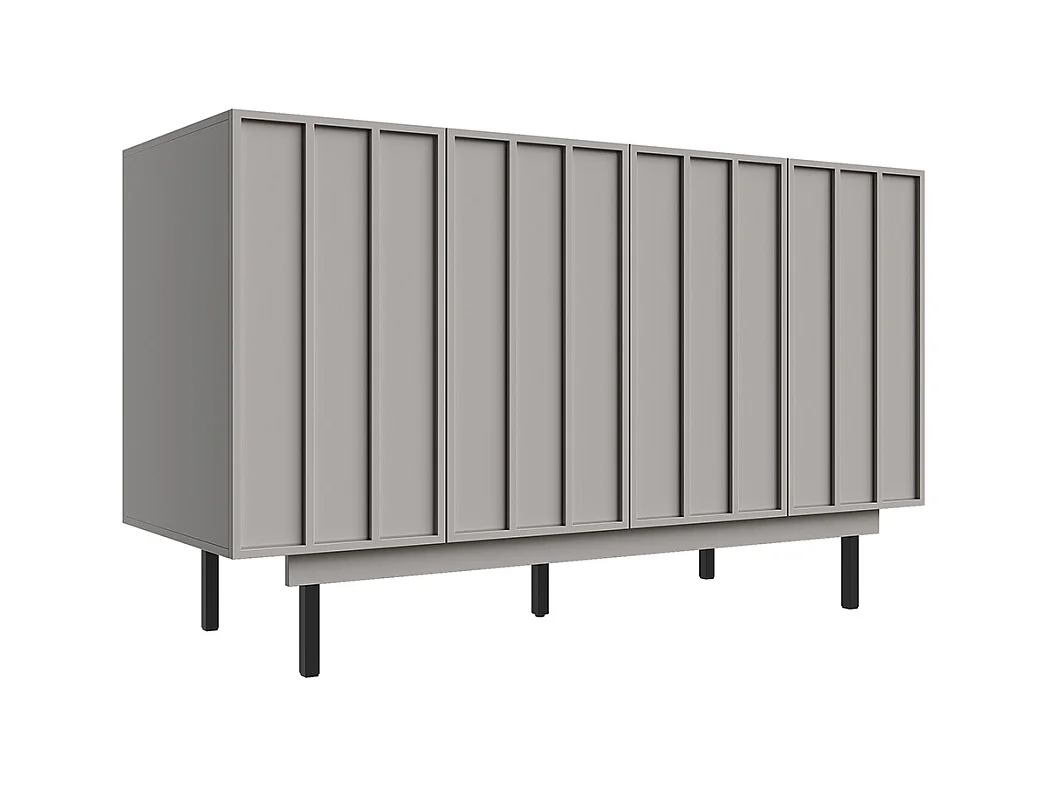 Buffet de rangement gris pour salon et salle à manger design unique avec porte originale meuble indépendant style minimaliste élégant