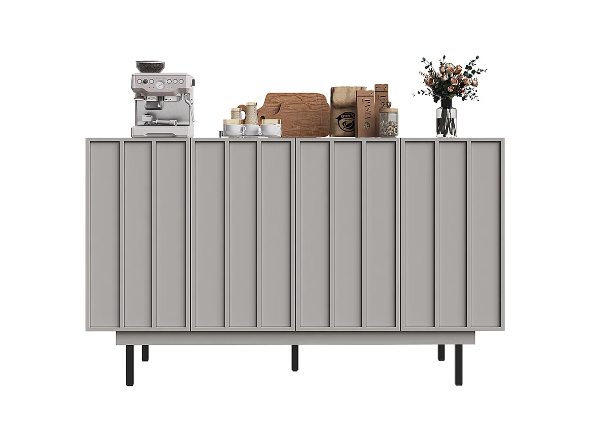 Buffet de rangement gris pour salon et salle à manger design unique avec porte originale meuble indépendant style minimaliste élégant