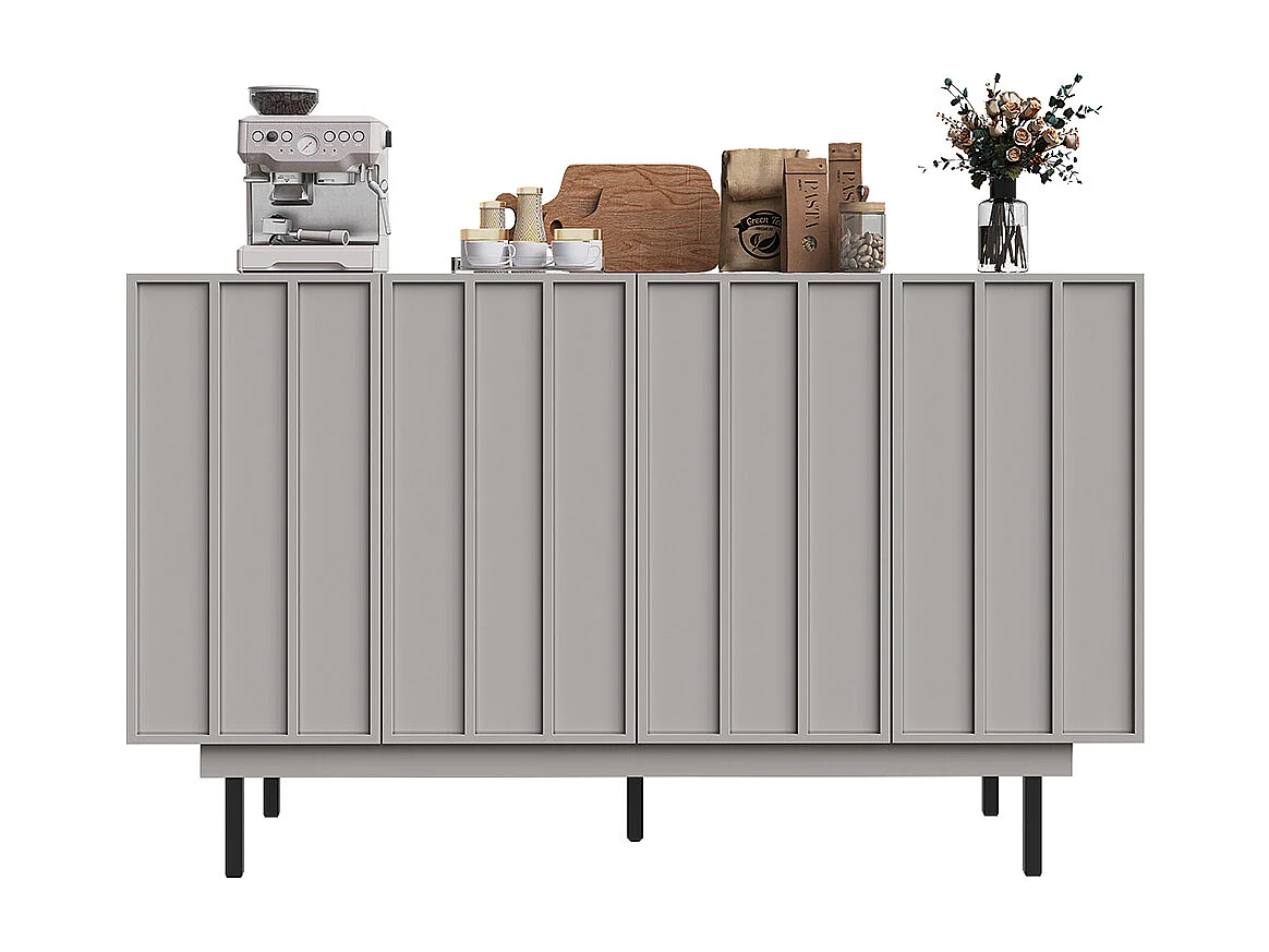 Buffet de rangement gris pour salon et salle à manger design unique avec porte originale meuble indépendant style minimaliste élégant