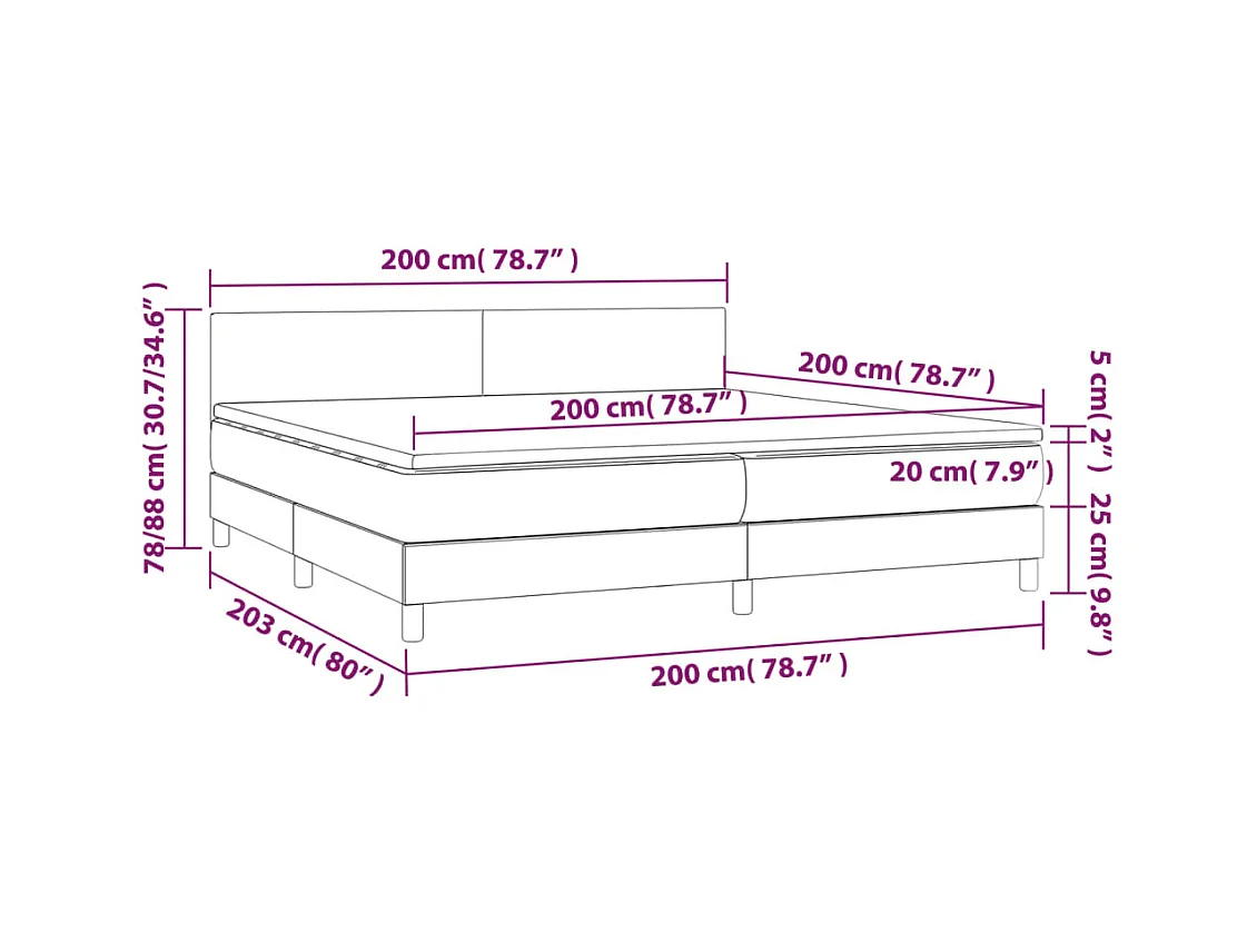 Sommier à lattes de lit et matelas Vert foncé 200x200cm Velours