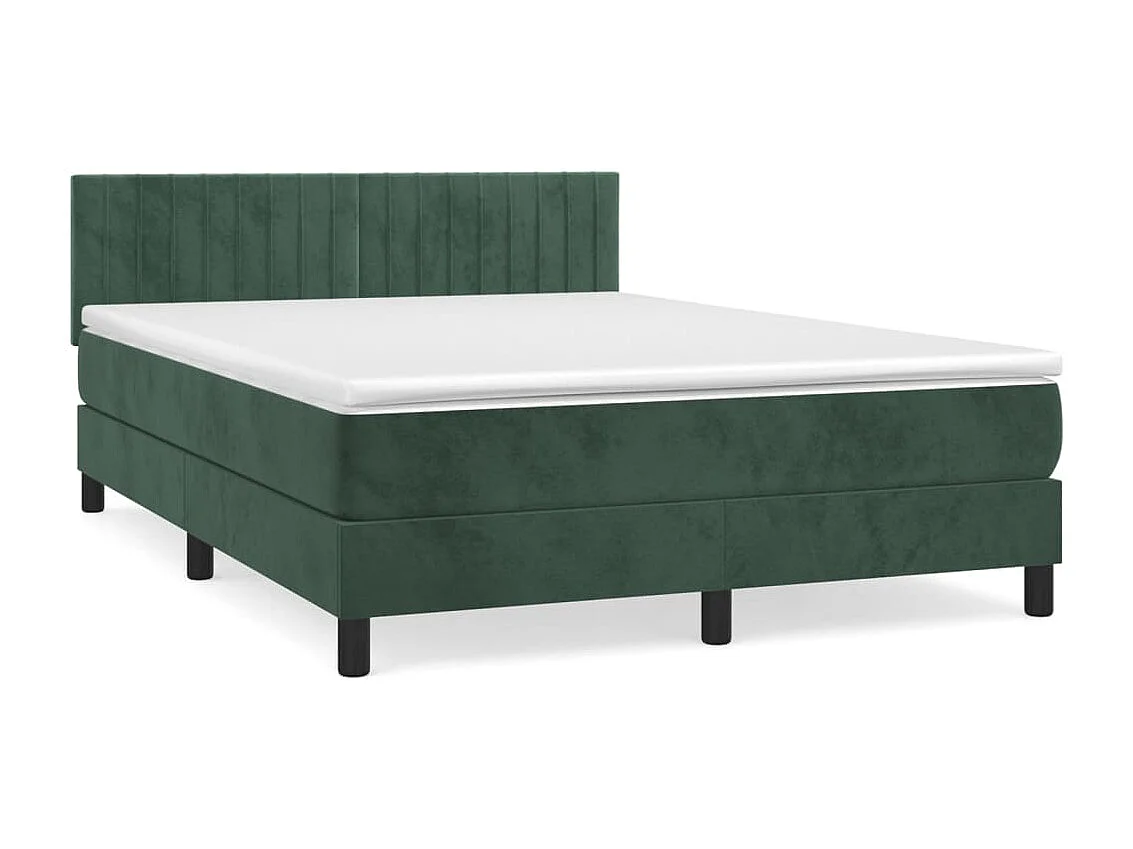 Boxspringbett mit Matratze Dunkelgrün 140x190 cm Samt