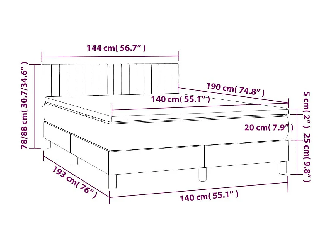 Boxspringbett mit Matratze Dunkelgrün 140x190 cm Samt