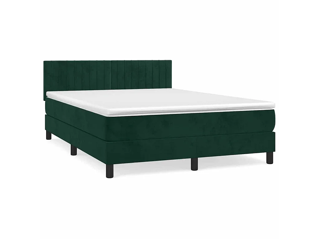 Sommier à lattes de lit et matelas Vert foncé 140x190cm Velours