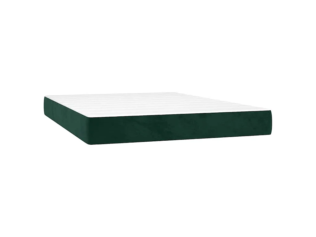Sommier à lattes de lit et matelas Vert foncé 140x190cm Velours