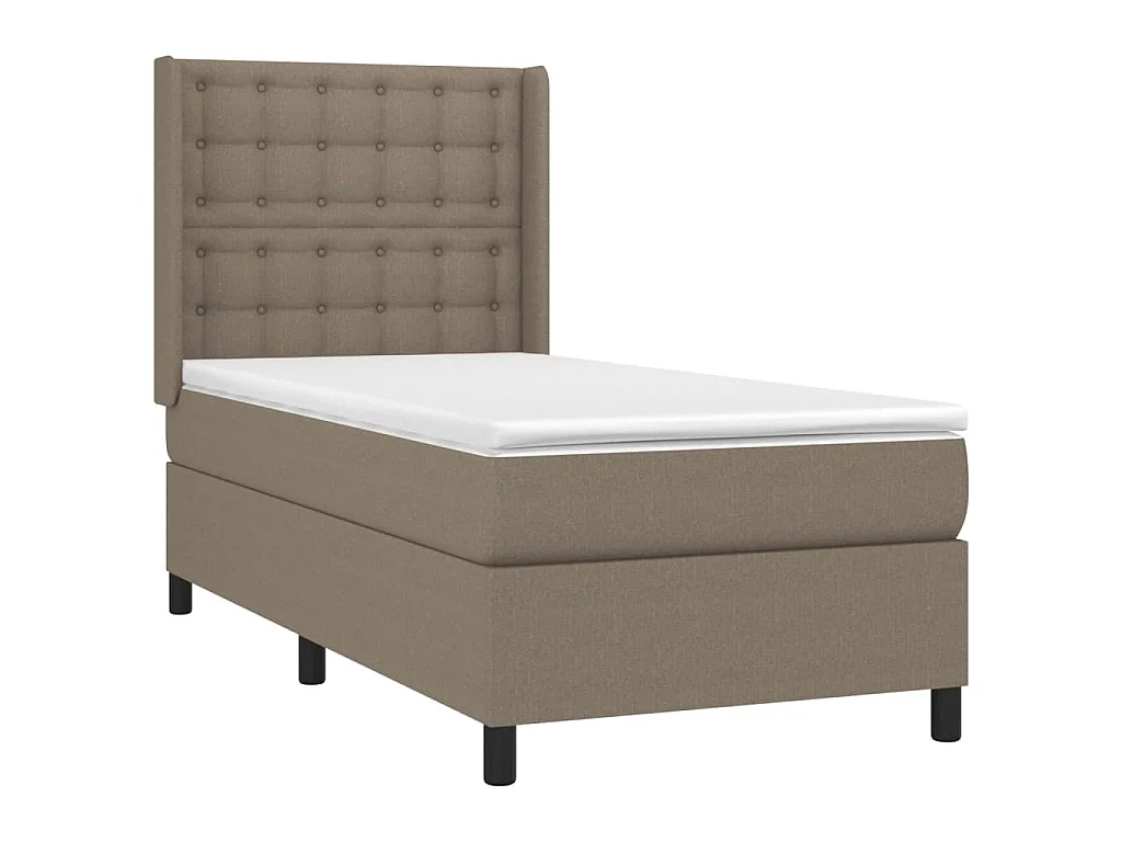 Sommier à lattes de lit matelas et LED Taupe 100x200 cm Tissu