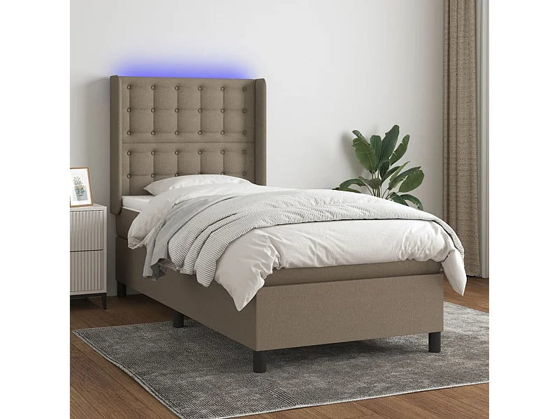 Boxspringbett mit Matratze & LED Taupe 100x200 cm Stoff