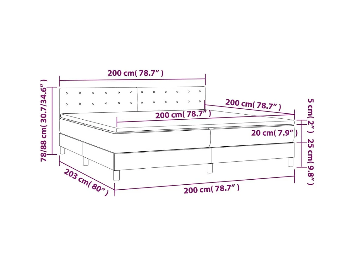 Giroletto a Molle con Materasso Blu Scuro 200x200 cm in Velluto