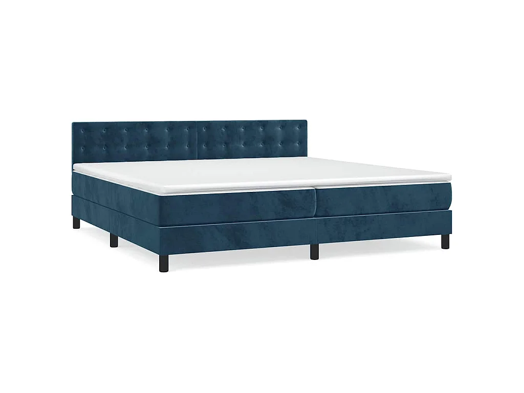 Sommier à lattes de lit et matelas Bleu foncé 200x200cm Velours